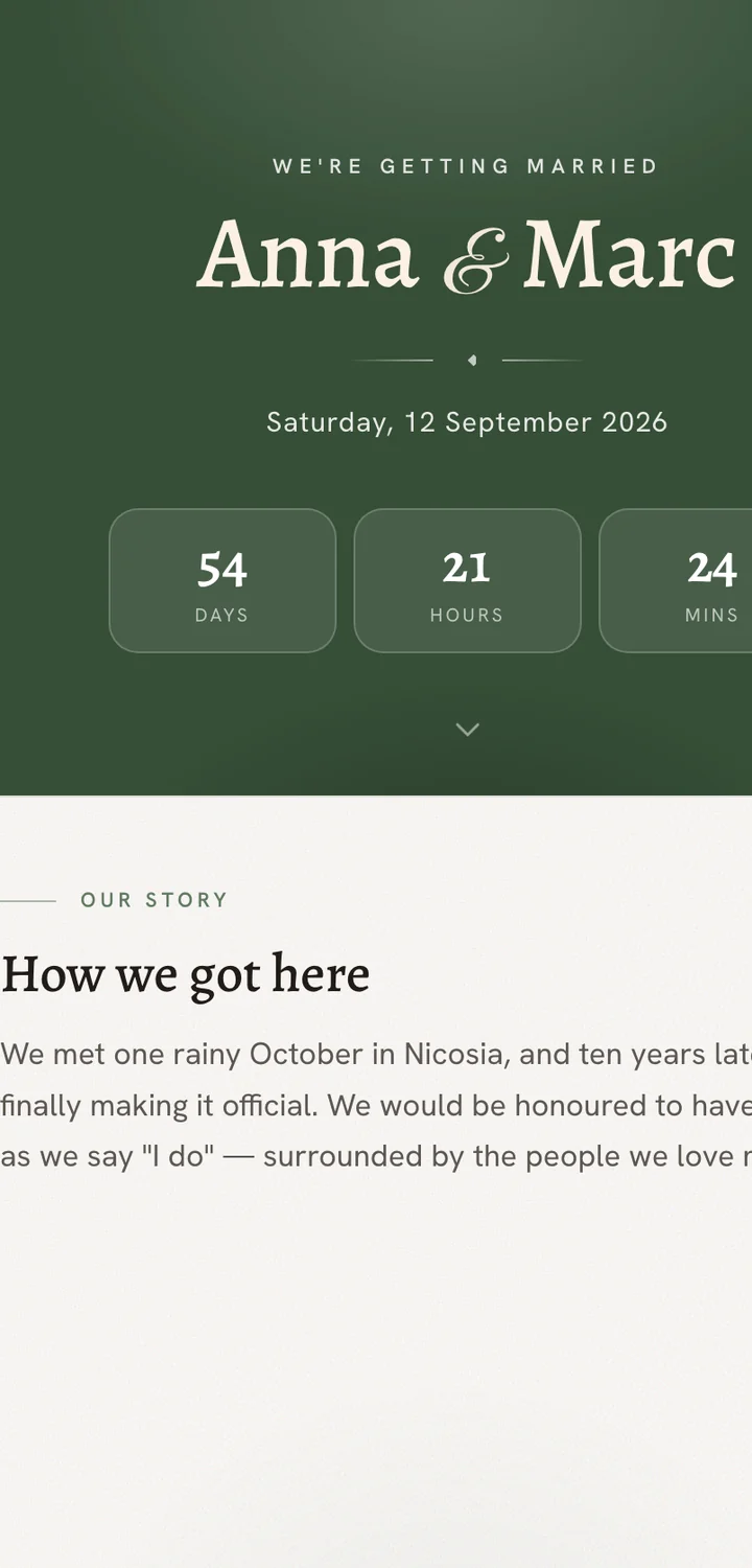 Classic Editorial — a timeless serif invitation